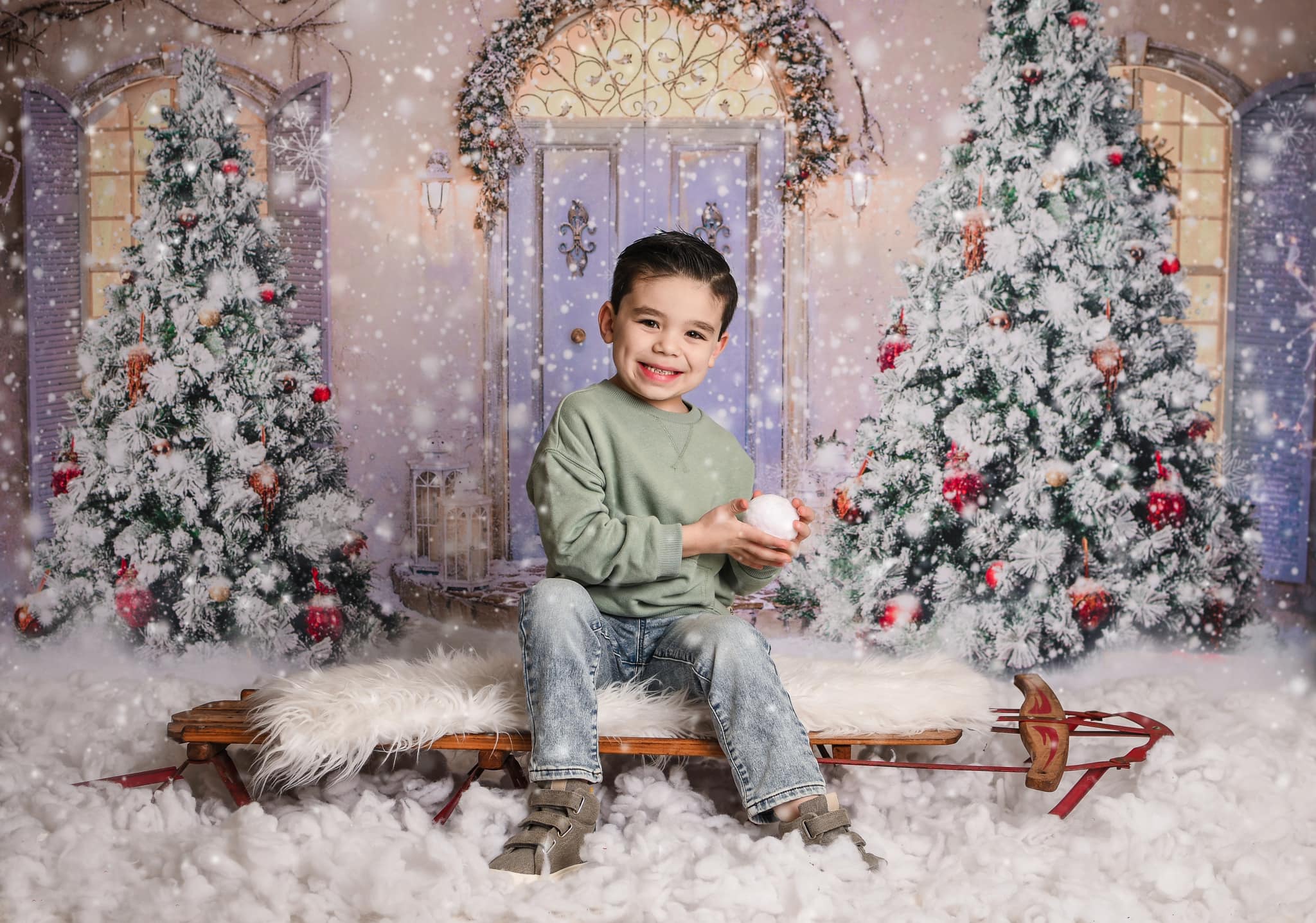 Kate Schneehintergrund der Weihnachtstürfront  Weihnachten für Fotografie - Kate Backdrop.de
