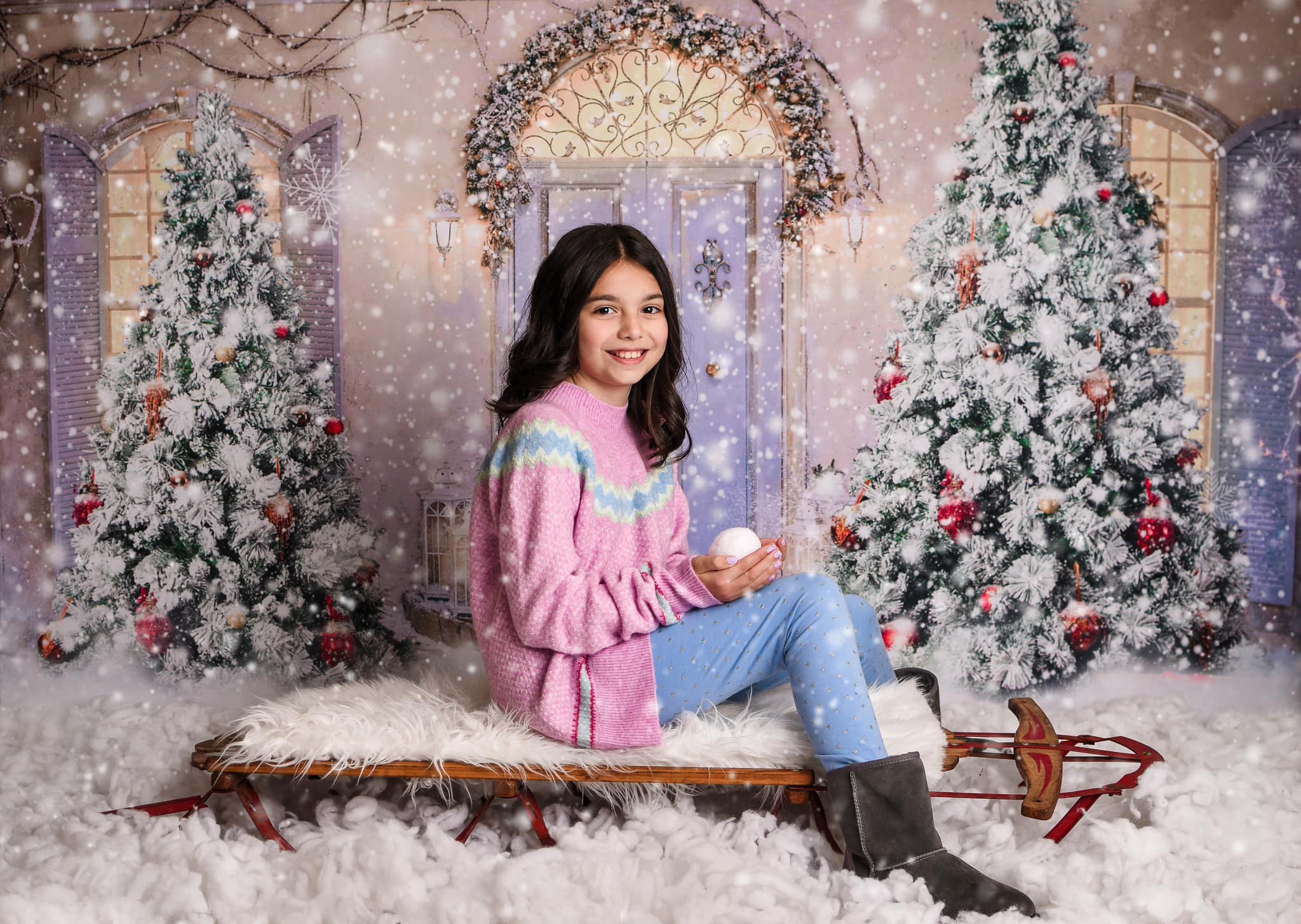 Kate Schneehintergrund der Weihnachtstürfront  Weihnachten für Fotografie - Kate Backdrop.de