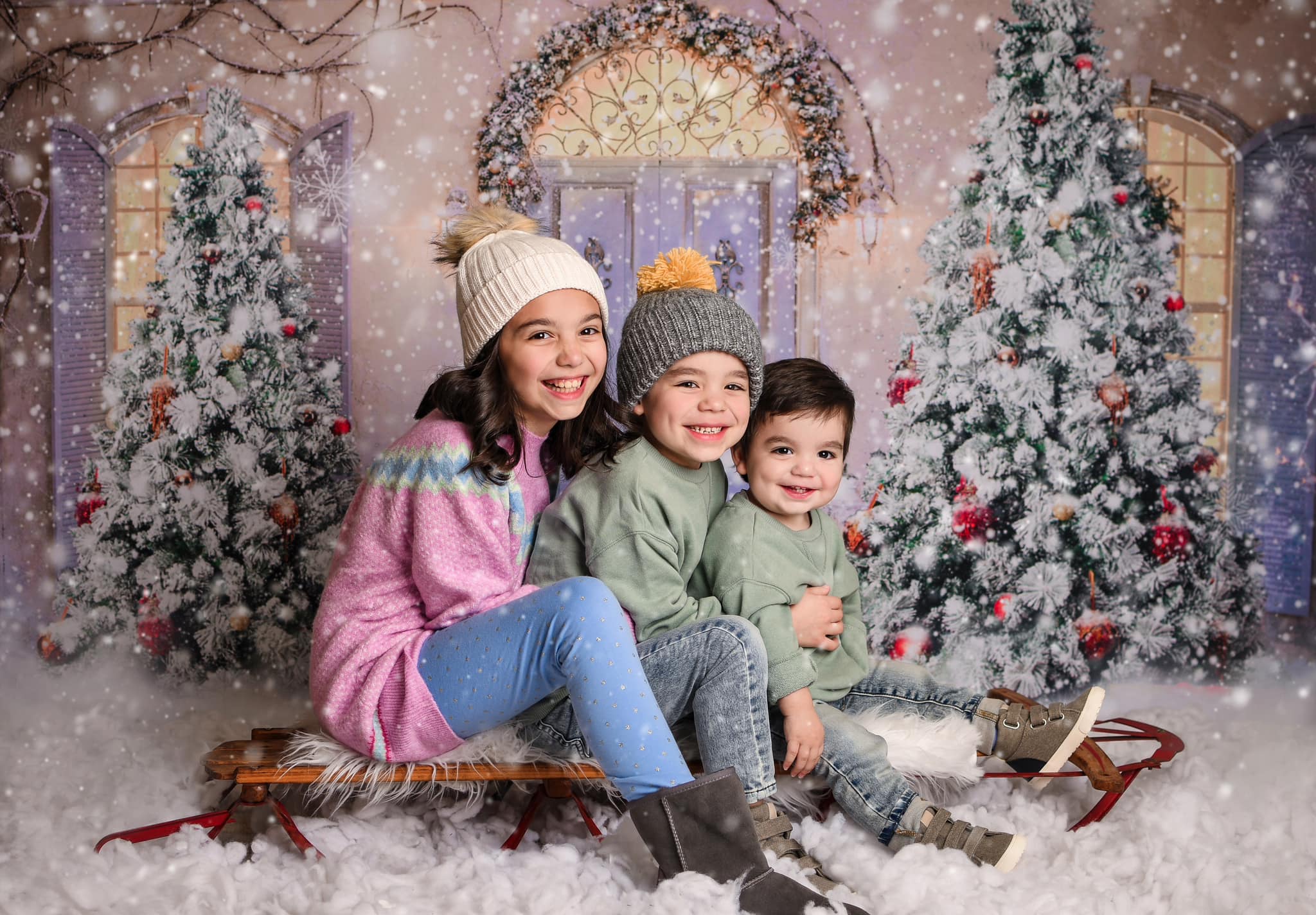Kate Schneehintergrund der Weihnachtstürfront  Weihnachten für Fotografie - Kate Backdrop.de