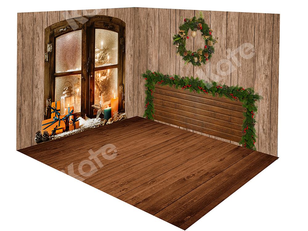 Kate Weihnachten Holz Innen Hintergrund Raum