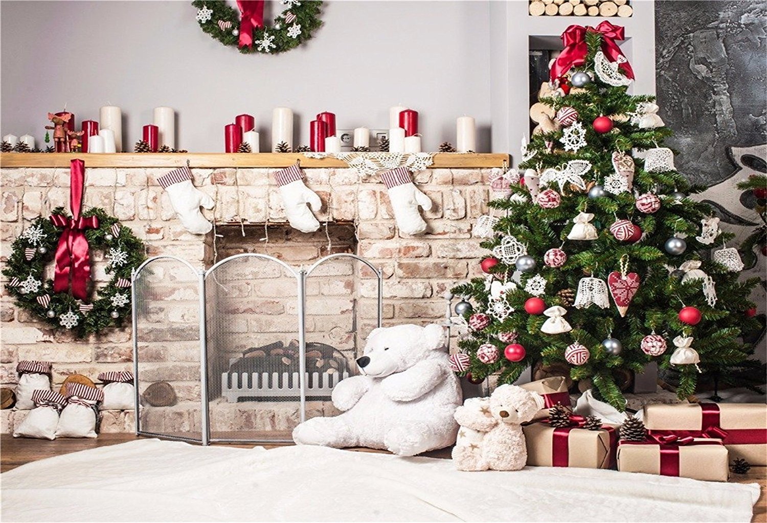 Katebackdrop：Kate Tree Gift White Wall Backdrop for Christmas Photography