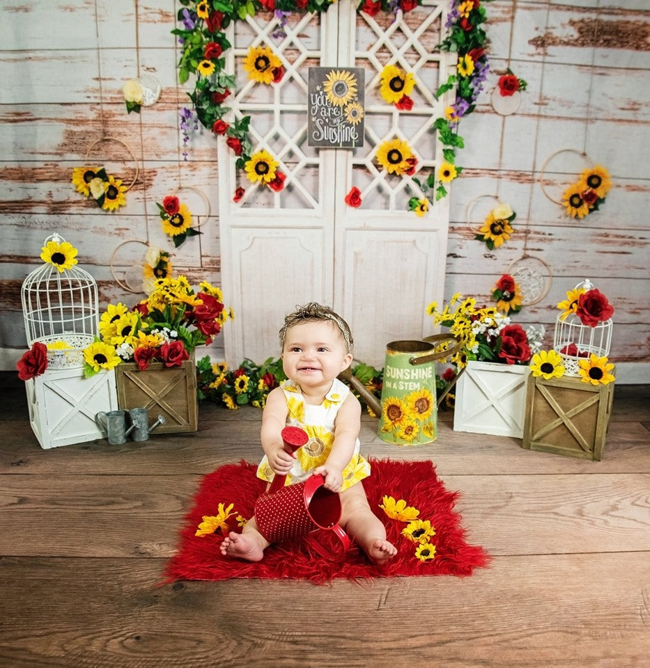 Kate Sie sind mein Sonnenschein-Weinlese-Wand-Sommer-Sonnenblume-Muttertagshintergrund für Fotografie Entworfen durch Staci Lynn Photography