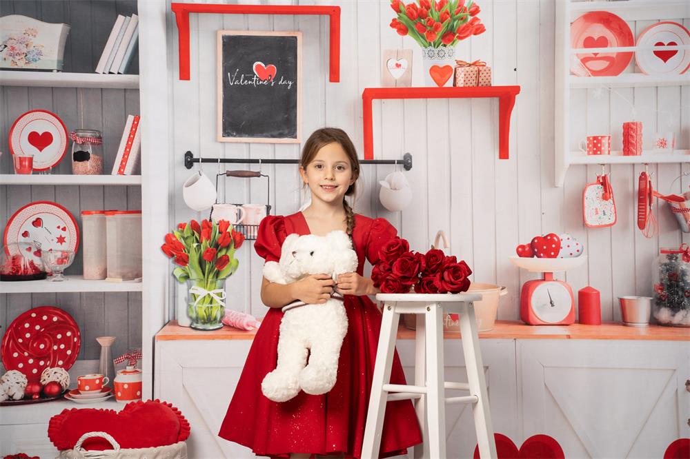 Kate Valentinstag Liebe Backen Küche Hintergrund für die Fotografie