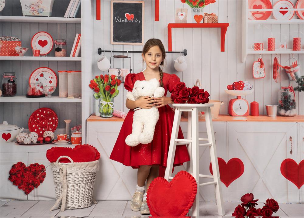 Kate Valentinstag Liebe Backen Küche Hintergrund für die Fotografie