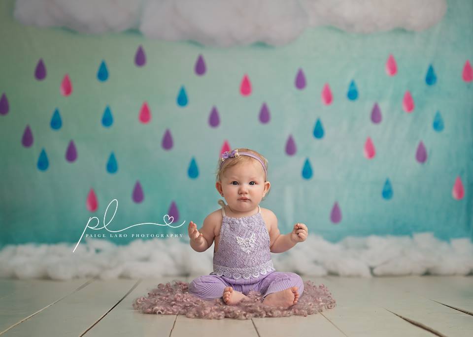 Kate-Wolken und farbiger Regen-Babyparty-Hintergrund für die Fotografie entworfen von Jerry_Sina