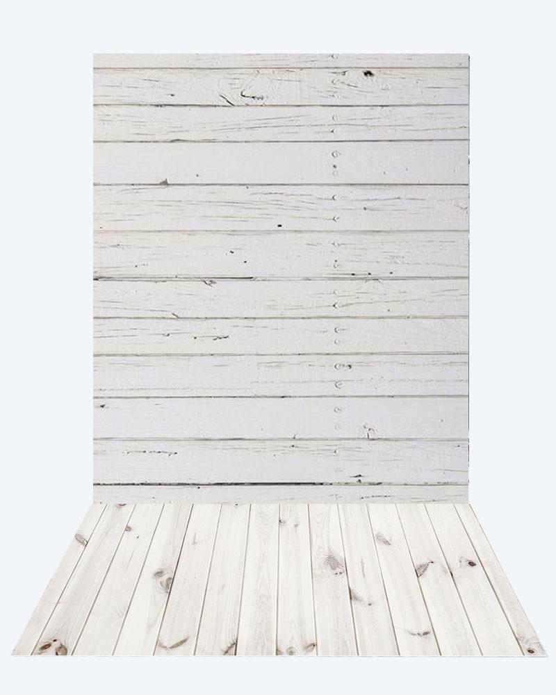 Katebackdrop：Kate retro milk wood background + White floor mat