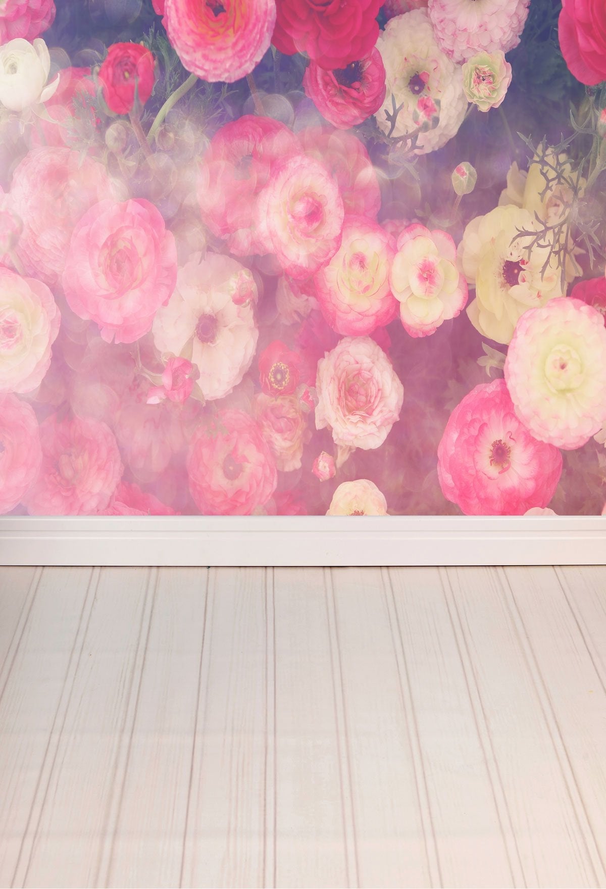Katebackdrop：Kate Floral Walls Wooden Floor Backdrop for Photography