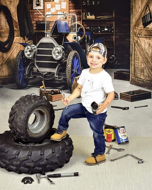 Kate Vatertag Garage Auto Werkstatt Hintergründe für Jungen - Kate Backdrop.de