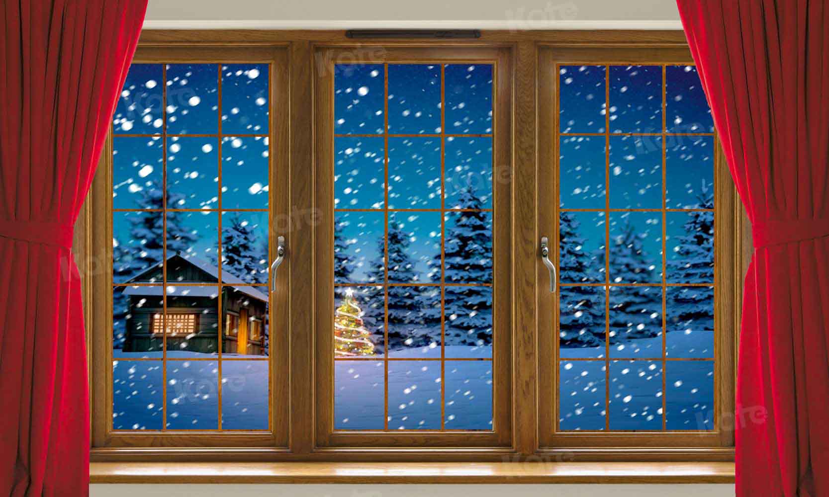 Kate Weihnachten Roter Vorhang Hintergrund Winter für Fotografie von Chain Photography - Kate Backdrop.de