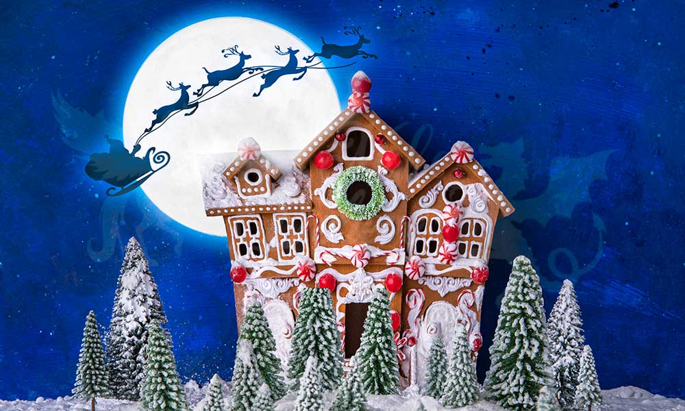 Kate Weihnachtslebkuchenhaus Santa Hintergrund Weihnachten von Mini MakeBelieve - Kate Backdrop.de