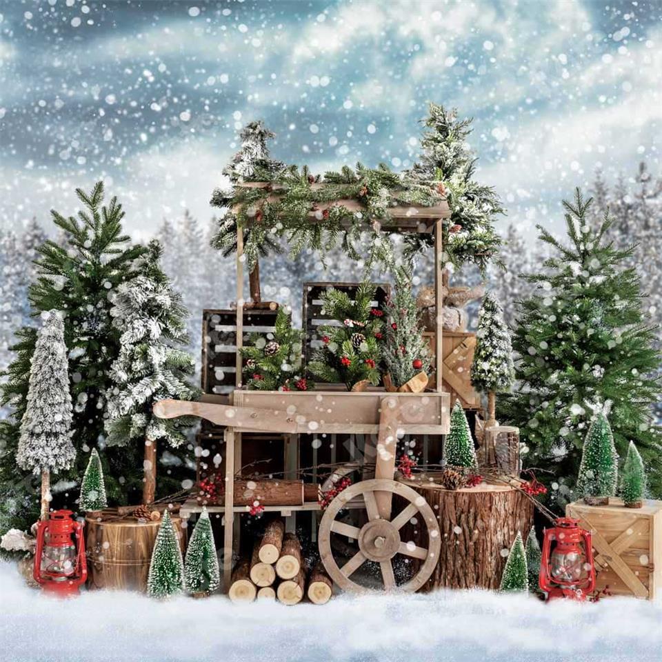 Kate Weihnachtsbäume Weihnachten Hintergrund Winter Schnee von Emetselch - Kate Backdrop.de