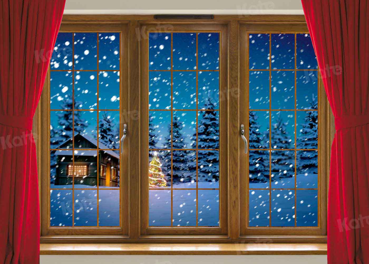 Kate Weihnachten Roter Vorhang Hintergrund Winter für Fotografie von Chain Photography - Kate Backdrop.de