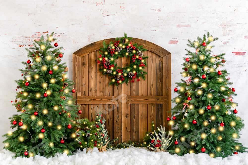 Kate Weihnachten Weihnachten Kranz Hintergrund Schnee von Emetselch - Kate Backdrop.de