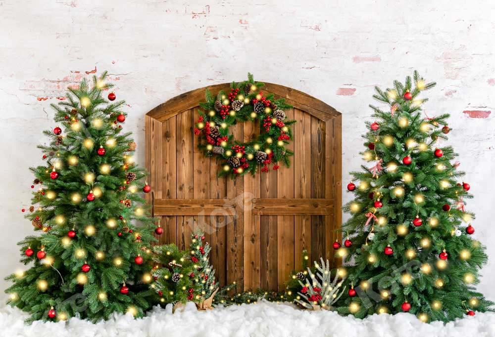 Kate Weihnachten Weihnachten Kranz Hintergrund Schnee von Emetselch - Kate Backdrop.de