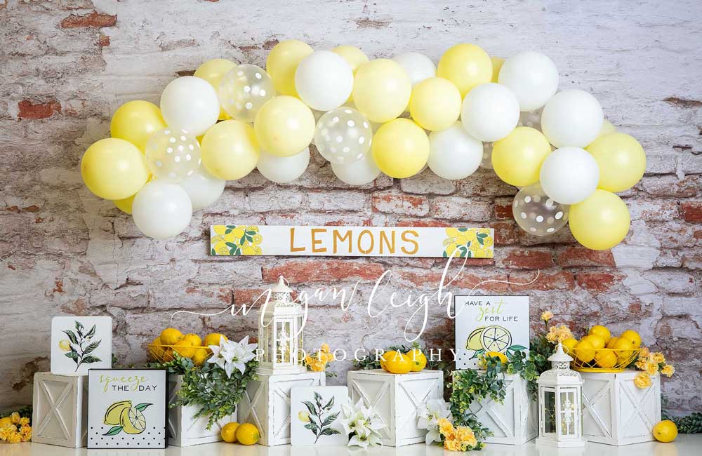 Kate Cake Smash Hintergrund Geburtstag Zitronen von Megan Leigh Photography