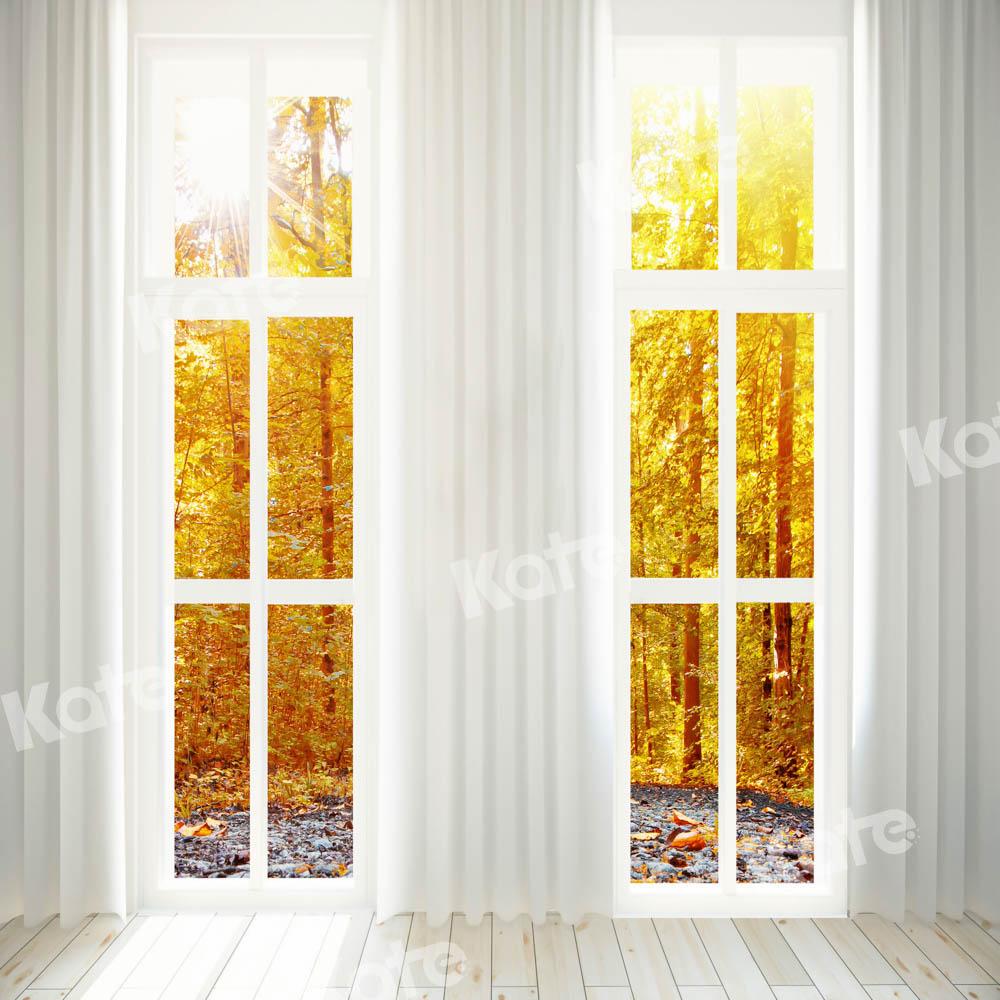 Kate Herbst Wald Fenster Hintergrund für Fotografie von Chain Photography