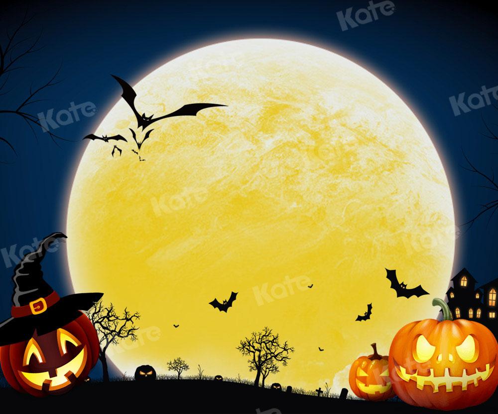 Kate Halloween Herbst Hintergrund Kürbis Mond von Chain Photography - Kate Backdrop.de
