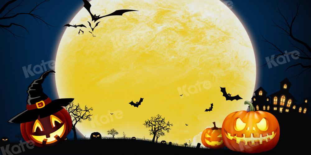 Kate Halloween Herbst Hintergrund Kürbis Mond von Chain Photography - Kate Backdrop.de