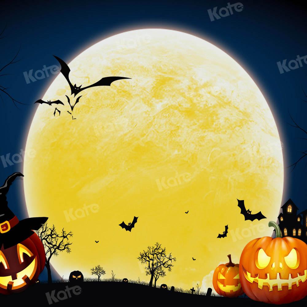 Kate Halloween Herbst Hintergrund Kürbis Mond von Chain Photography - Kate Backdrop.de