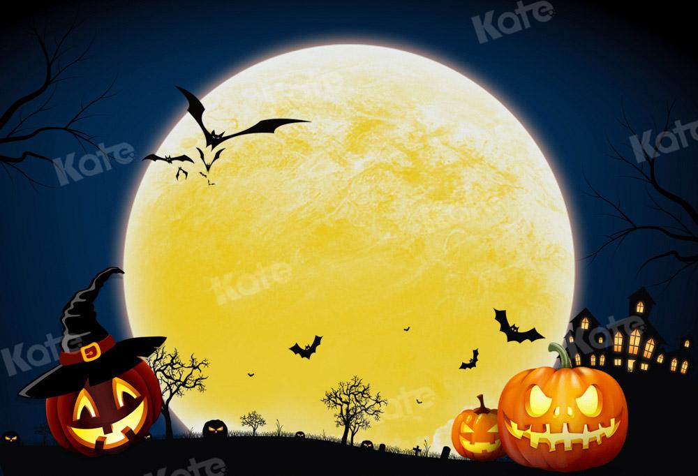 Kate Halloween Herbst Hintergrund Kürbis Mond von Chain Photography - Kate Backdrop.de