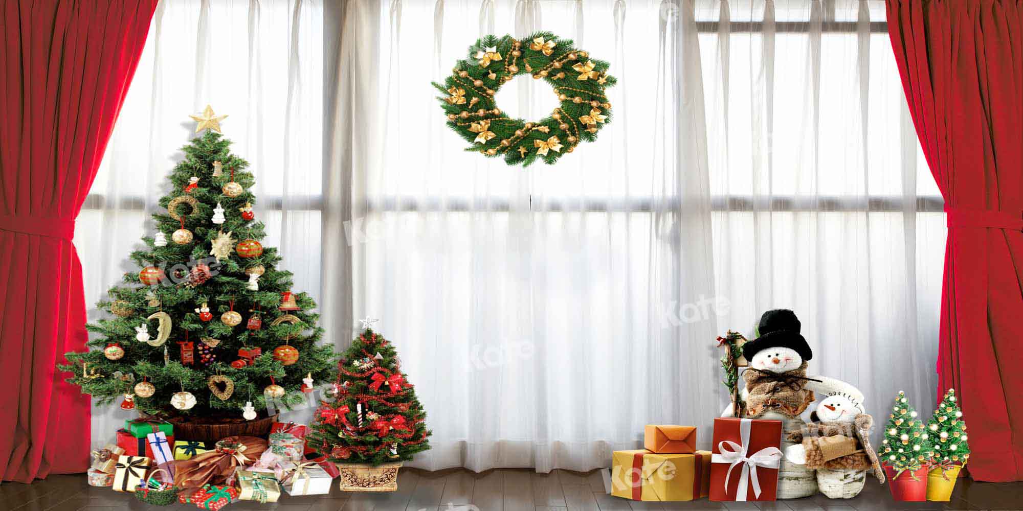 Kate Weihnachten Vorhänge  Girlanden Hintergrund Winter von Chain Photography - Kate Backdrop.de