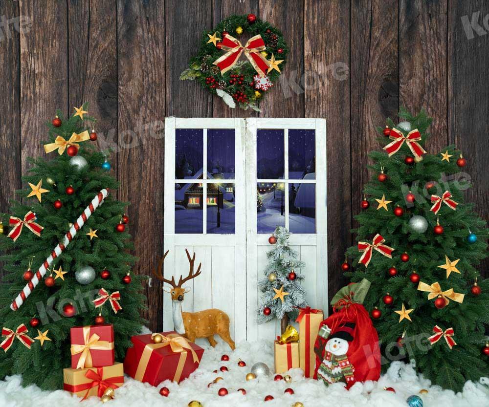 Kate Weihnachten Geschenke Hintergrund Scheunentor Holz von Emetselch