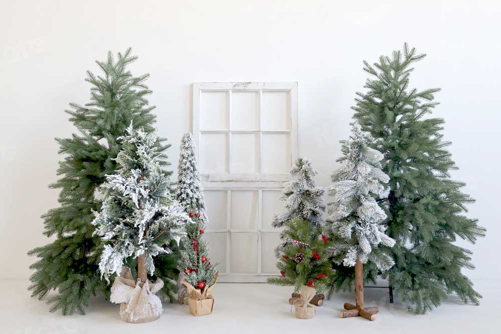 Kate Weihnachten Winter Hintergrund Bäume Weiß für Fotografie - Kate Backdrop.de