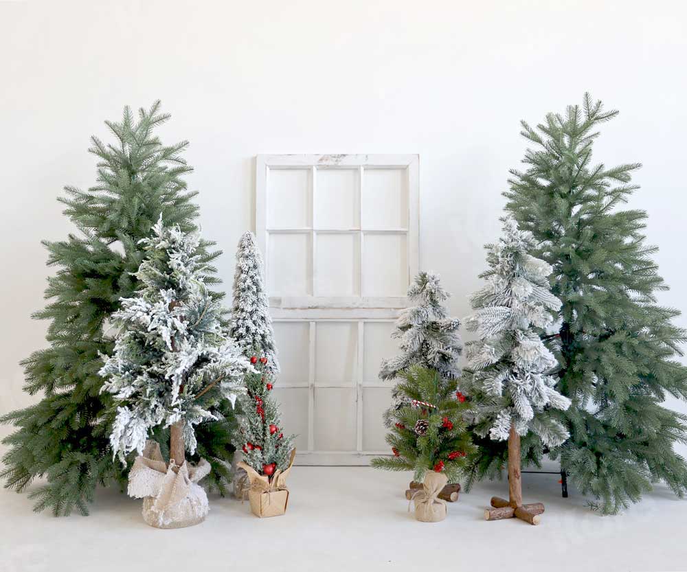 Kate Weihnachten Winter Hintergrund Bäume Weiß für Fotografie - Kate Backdrop.de