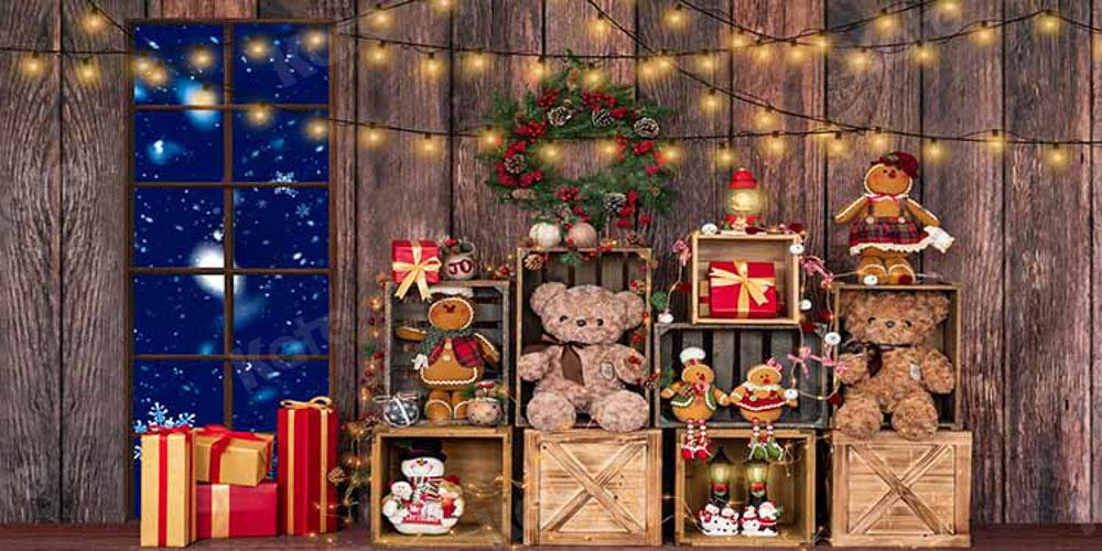 Kate Weihnachten Geschenk Winter Holz Hintergrund Fenster von  Emetselch - Kate Backdrop.de