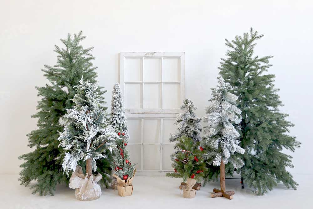 Kate Weihnachten Winter Hintergrund Bäume Weiß für Fotografie - Kate Backdrop.de