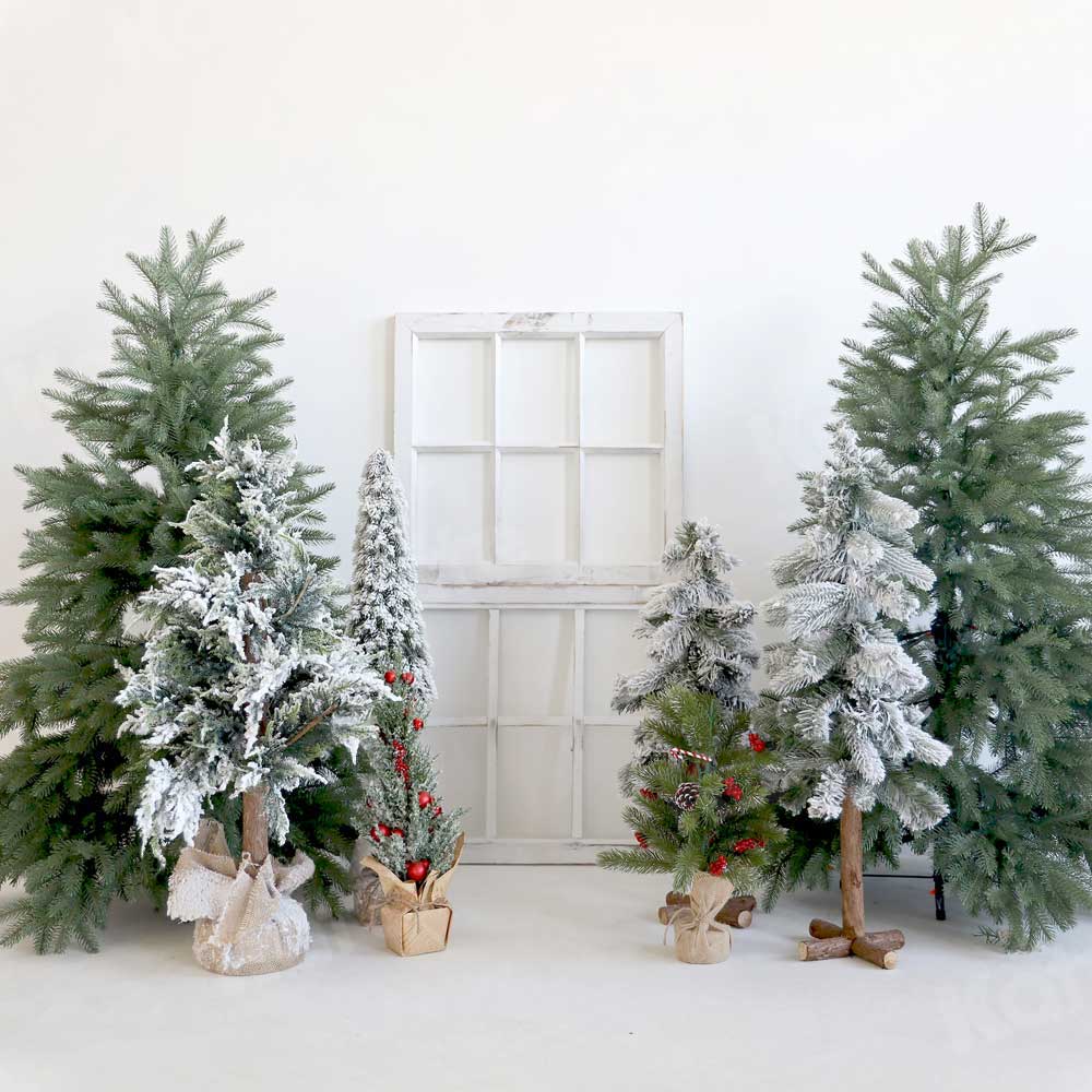 Kate Weihnachten Winter Hintergrund Bäume Weiß für Fotografie - Kate Backdrop.de