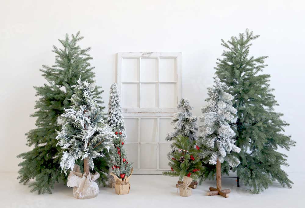 Kate Weihnachten Winter Hintergrund Bäume Weiß für Fotografie - Kate Backdrop.de