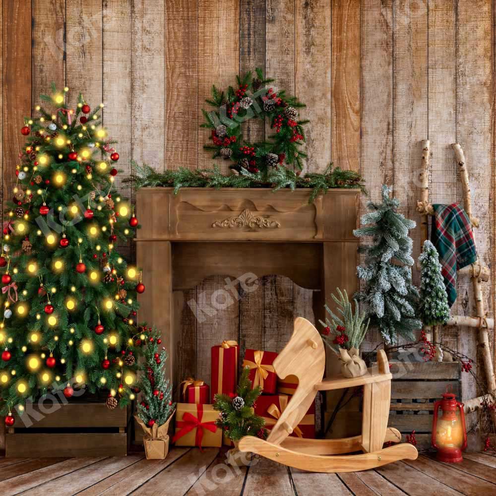 Kate Weihnachten Pferde Hintergrund Kranz Holz von Emetselch